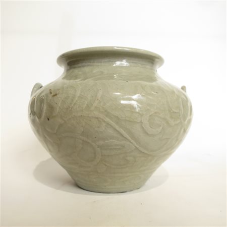 VASO, Vaso “Celadon” a decoro floreale Cina cm 11,5x15