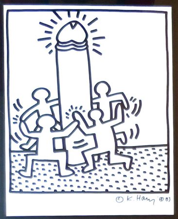 KEITH HARING, Keith Haring litografia 17/300 cm 33x41