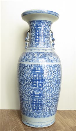 VASO, Vaso bianco blu Cina XX sec. cm 60