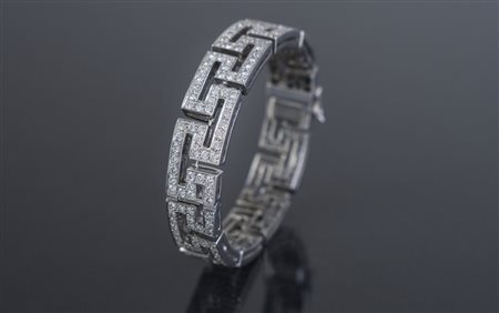 [Nessun Autore] Bracciale in oro bianco gr 47.40 diamanti cts 7.11. -. .