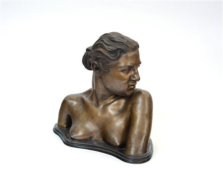 Da Vincenzo Gemito "Mezzobusto femminile" scultura in bronzo (h cm 40)...