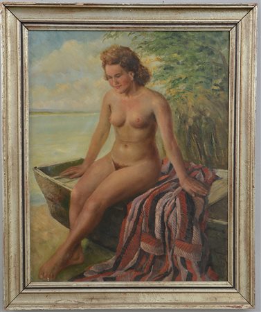 Ignoto sec XX. "Nudo di donna" olio su tela (cm 100x80) reca firma...