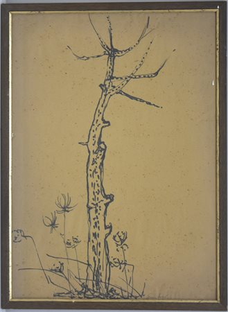 Firma indecifrata. "Albero" disegno a china su carta (cm 52x37) Firmato in...