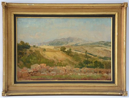 Carlo Vittori (Cremona 1881- 1943)"Paesaggio" olio su compensato (cm 36x54)...