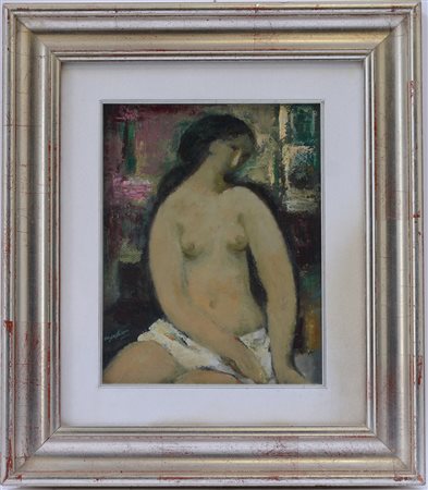 Casolaro Giuseppe 1901 "Nudo", olio su cartone pressato (cm 33x25) firmato in...