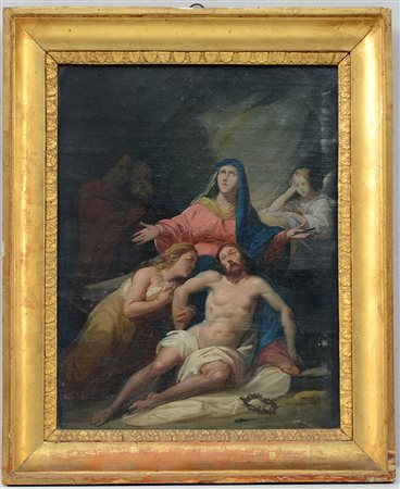 Maestro del XIX secolo "Compianto su Cristo morto" olio su tela (cm35x27,5)In...