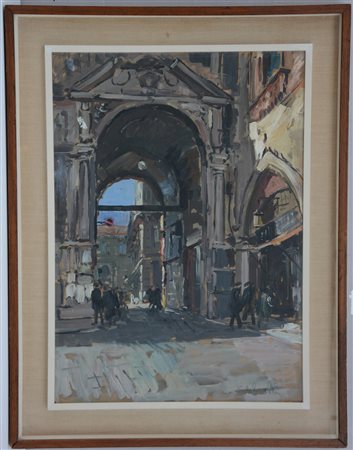 Giovanni Colombo da Busnago (Busnago 1908-Gaggiano 1972)"Piazza dei Mercanti...