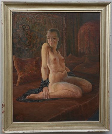 Ignoto sec XX. "Nudo femminile" 1944 olio su tela (cm 100x80) reca firma...