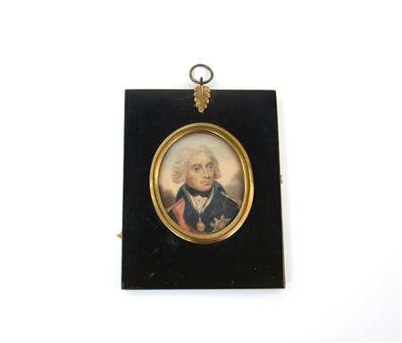 Scuola dell'inizio del sec. XX "Ritratto di Lord Nelson" miniatura ovale su...