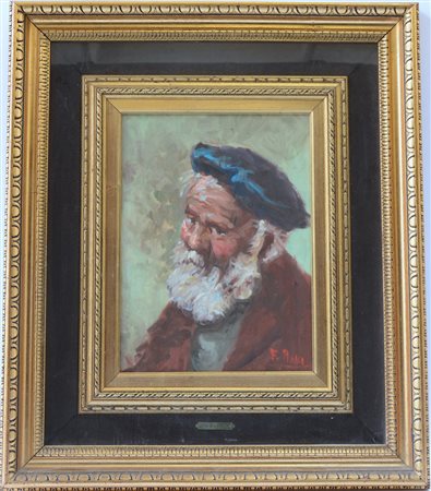 Ignoto "Ritratto di vecchio con barba" olio su tela (cm 42x32) reca firma F....