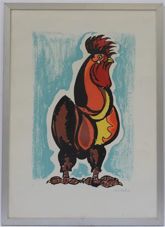 Domenico Cantatore (Ruvo Di Puglia 1906-Parigi 1998)"Gallo" litografia...