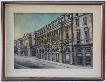 Biancò Walter. "Milano, via Manzoni", olio su tela (cm 48x68) firmato e...