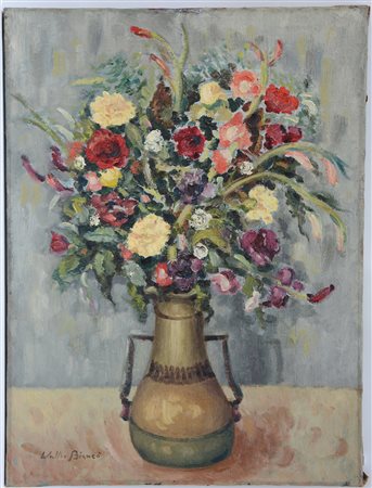 Biancò Walter. "Vaso di fiori", olio su tela (cm 80x60) firmato in basso a...