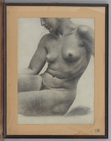 Ignoto, "Busto femminile", matita su carta (cm 65x47 circa), in cornice...