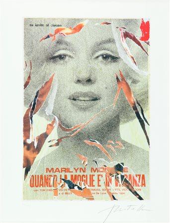 MIMMO ROTELLA (1918-2006) Marilyn seridecollage 116/199 cm 50x38 firmato in...