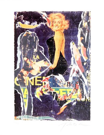 MIMMO ROTELLA (1918-2006) Marilyn seridecollage 116/199 cm 50x38 firmato in...