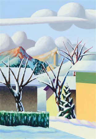 SALVO (1947-) Una domenica di Gennaio olio su cartone cm 49x34 firmato sul...