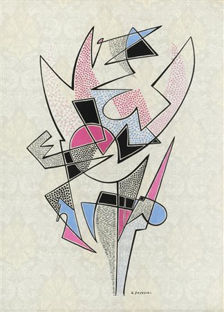 GINO SEVERINI (1883-1966) Danzatrice 1960 tempera su carta da parati...