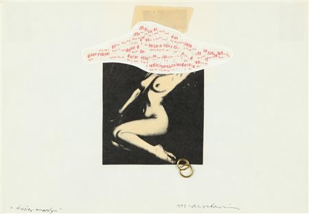 CLAVIN HANS (1946-) Dossier Marilyn 1973 collage su carta cm 17,5x25 firmato...