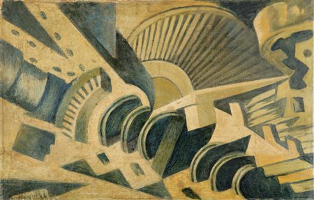 ARTURO CIACELLI (1883-1966) Turbine 1936 olio su tela cm 45x71 firmato e...