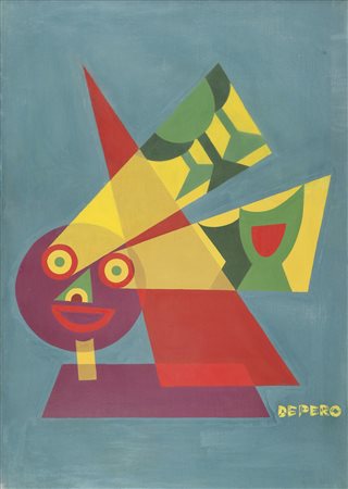 FORTUNATO DEPERO (1892-1960) Senza titolo tempera su tela cm 100x70 firmato...