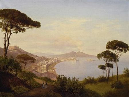 Anonimo del XIX sec. IL GOLFO DI NAPOLI Olio su tela, cm. 33,7x44,5