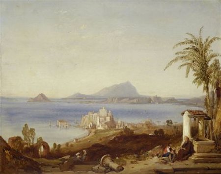 Clarkson Stanfield (Sunderland, 1793 - 1867) VEDUTA DI POZZUOLI Olio su...