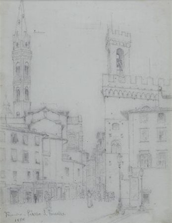 Ferruccio Moro (Arona, 1859 - Firenze, 1948) PIAZZA SAN FIRENZE, 1888 Matita...