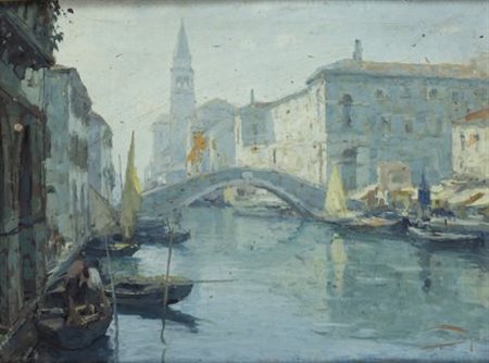 Luigi Pagan (Chioggia, 1907 - 1980) LUCI DELLA MATTINA, 1948 Olio su tavola,...