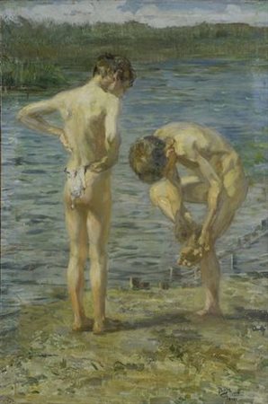 Beppe Ciardi (Venezia, 1875 - Quinto di Treviso, 1932) BAMBINI SUL FIUME,...