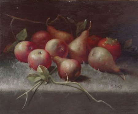 N. Conte NATURA MORTA CON FRUTTA Olio su compensato, cm. 47,8x39,3 Firma in...