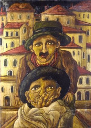 Giuseppe Serafini (Montelupo Fiorentino, 1915 - 1987) I SICULI Tecnica mista...