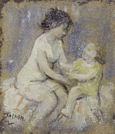 Ermanno Toschi (Lugo di Romagna, 1906 - Fiesole, 1999) MADRE E FIGLIO Tecnica...