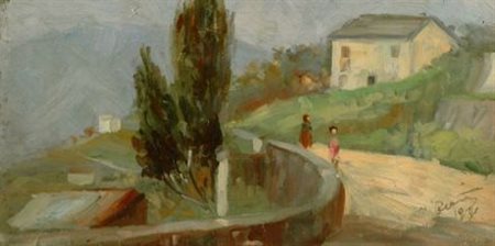 Anonimo del XX sec. STRADA SULL’ALTURA DI PEGLI, 1921 Olio su tavola, cm....