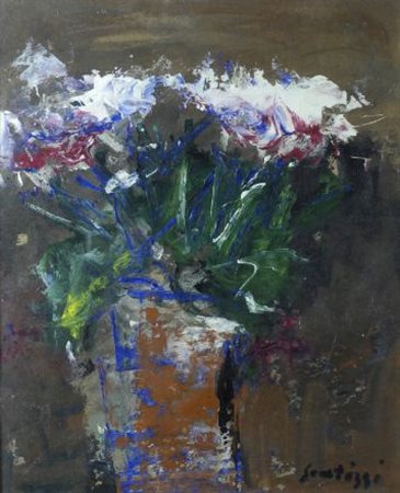 Sergio Scatizzi (Gragnano, 1918 - Firenze, 2009) VASO CON FIORI Tempera su...