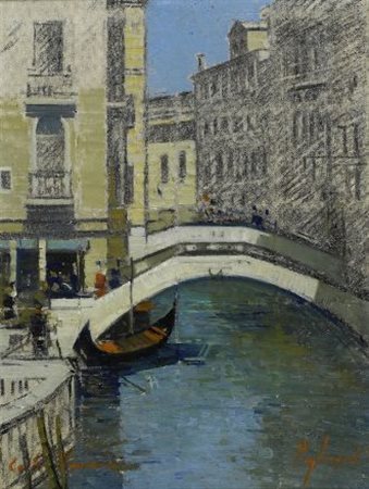 Francesco Pagliazzi (Reggello, 1910 - Firenze, 1988) CALLE A VENEZIA Olio su...