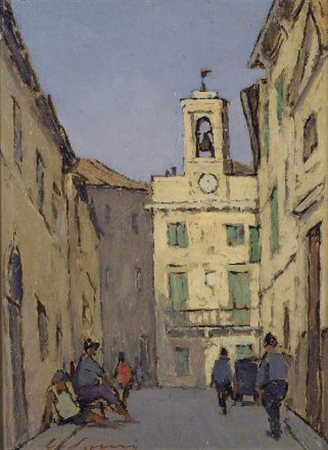 Giovanni Lomi (Livorno, 1889 - 1969) FALCONARA ALTA, (1937) Olio su...