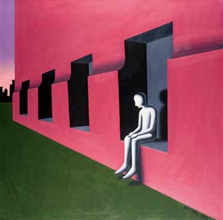 Mark Kostabi Los Angeles 1960 Profit from Pity, 1989 olio su tela, cm...