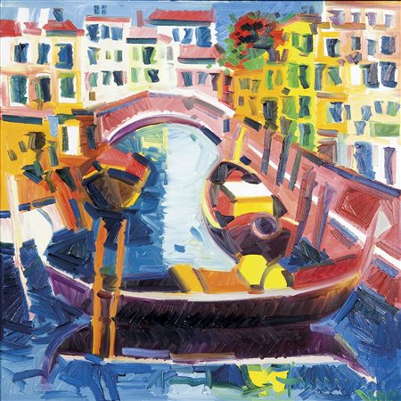 FACCINCANI ATHOS Peschiera del Garda 1951 "Venezia" 50x50 olio su tela Opera...