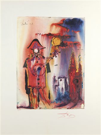 DALI' SALVADOR Figueres (E) 1904 - 1989 "Arlecchino" 1968 58x42 litografia a...