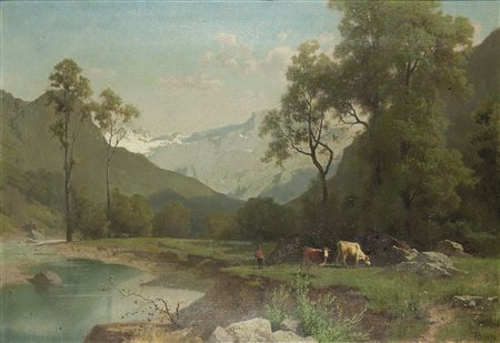 AVONDO VITTORIO Torino 1836 - 1910 "Campagna presso Lozzolo" 21,2x30,5 olio...