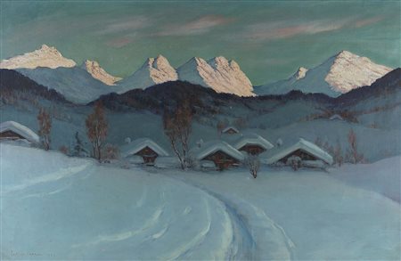 VELLAN FELICE Torino 1889 - 1976 "Paesaggio montano innevato" 1953 110x170...