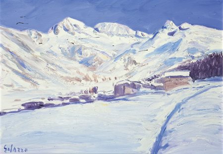 SOLAZZO MARIO Novoli 1944 "Paese di montagna" 2011 50x70 olio su tela Opera...