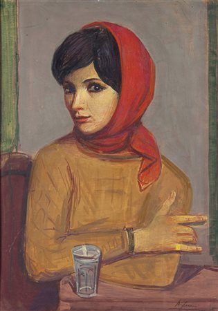 FUNI ACHILLE Ferrara 1890 - 1972 Appiano Gentile (CO) "Donna al caffè" 71x50...