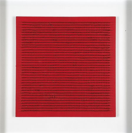 AUBERTIN BERNARD Fontenay-aux-Roses 1934 "Chiodi" 1969 40x40 acrilico rosso,...