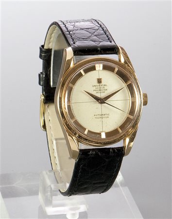 UNIVERSAL GENEVE Poleroteur,anni '60 Diam 34 Cassa in oro rosa in due corpi;...