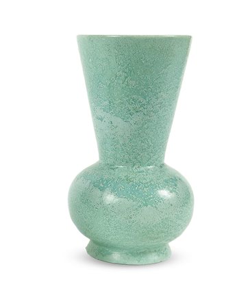 POZZI AMBROGIO Vaso in ceramica a colaggio a colature verde chiaro. Simbolo...