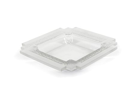 LALIQUE RENE' "Paquerettes" Coppa di froma rettangolare in cristallo bianco...