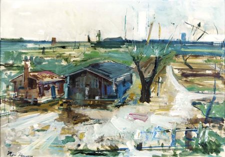 ROMAGNA MIRO Venezia 1927 - 2006 Terre Perse 1961 olio su tela Misure: 60x85...