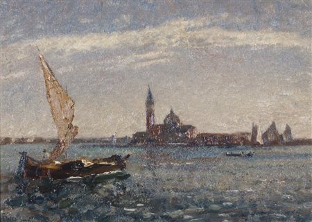 CIARDI BEPPE Venezia 1875 - Quinto di Treviso 1932 Barconi Davanti A San...